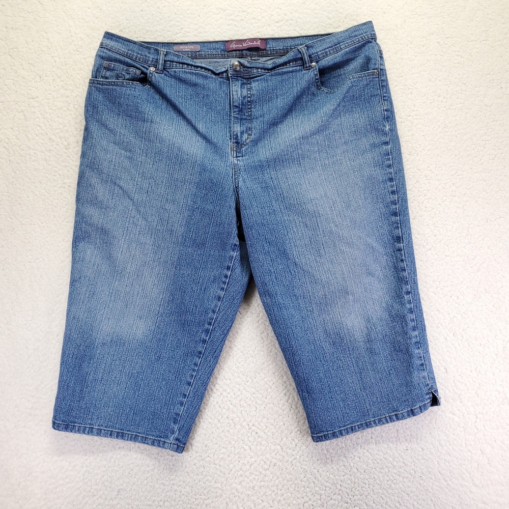 Gloria Vanderbilt Amanda Capri Jeans Blue Medium Wash Plus Sz 22W Stretch Denim